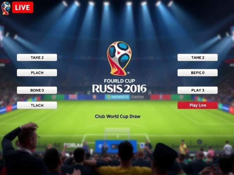 FIFA World Cup Draw ceremony with trophies on stage