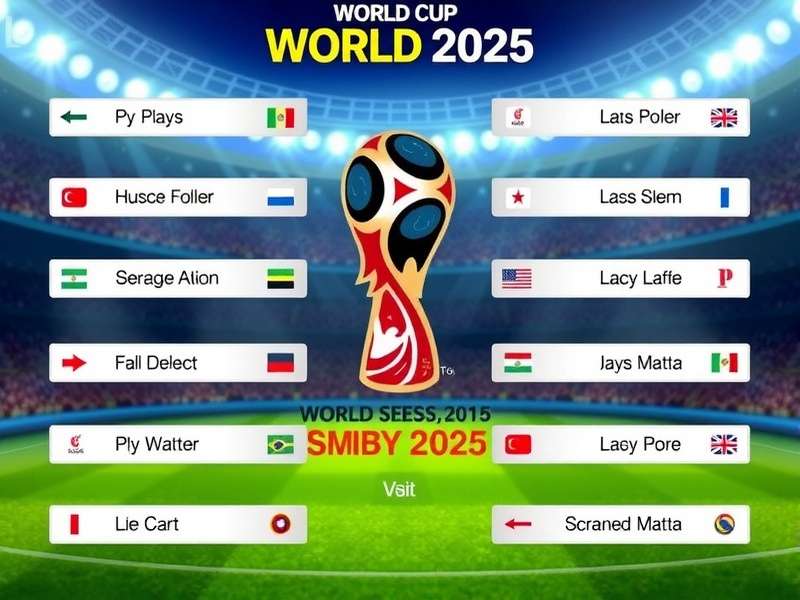 Football World Cup trophy on a pitch with schedule graphics