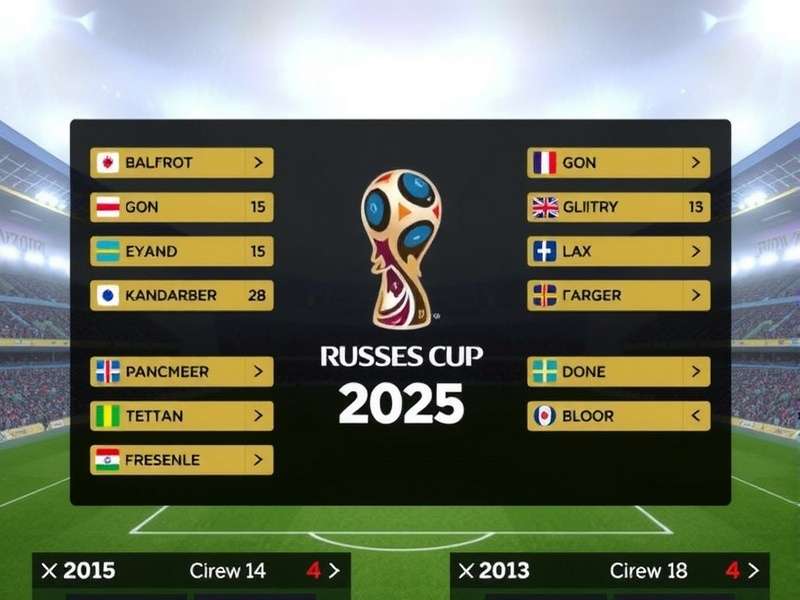 Football stadium with a trophy on display