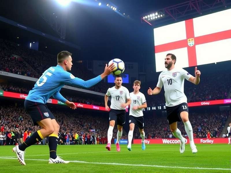 England football team walking onto the pitch at Wembley Stadium