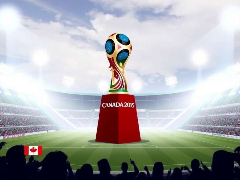 Illustration of a World Cup draw ceremony with balls and flags