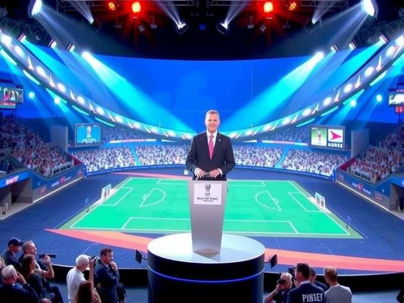 Modern World Cup Draw stage with digital displays