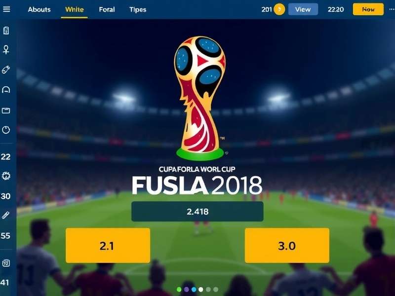 Fifa World Cup Draw ceremony with trophies and national flags