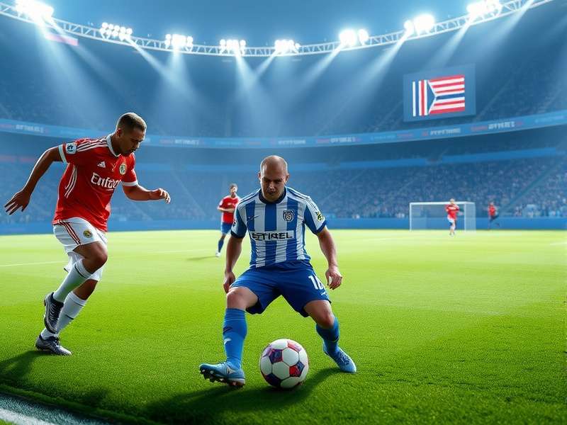 Football stadium with World Cup draw projection and group stage graphics