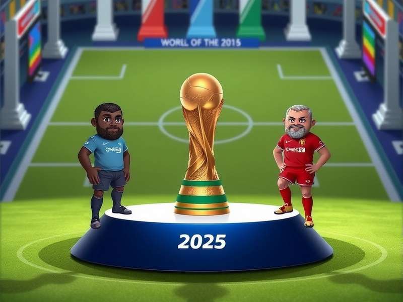 World Cup Draw 2025 official event stage with FIFA trophy and flags
