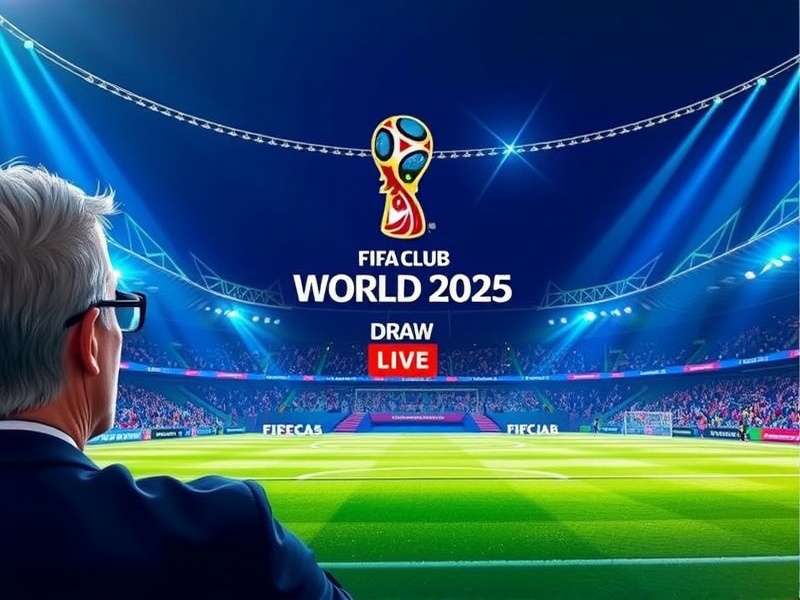 2025 FIFA Club World Cup Draw live banner with trophy and teams